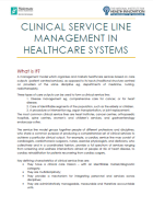 Clinical Service Line Management in Healthcare Systems